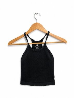 FP Movement by Free People Black Ribbed High-Neck Tank- Size M/L